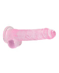 RealRock Shots RealRock Realistic Crystal Clear 8" Dildo w/Balls - Pink - Image 3