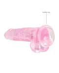 RealRock Shots RealRock Realistic Crystal Clear 8" Dildo w/Balls - Pink - Image 4