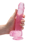 RealRock Shots RealRock Realistic Crystal Clear 8" Dildo w/Balls - Pink - Image 5