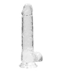 RealRock Shots RealRock Realistic Crystal Clear 8" Dildo w/Balls - Transparent Clear - Image 2