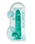 RealRock Shots RealRock Realistic Crystal Clear 8" Dildo w/Balls - Turquoise