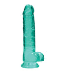 RealRock Shots RealRock Realistic Crystal Clear 8" Dildo w/Balls - Turquoise - Image 2
