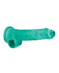 RealRock Shots RealRock Realistic Crystal Clear 8" Dildo w/Balls - Turquoise - Image 3