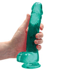 RealRock Shots RealRock Realistic Crystal Clear 8" Dildo w/Balls - Turquoise - Image 5