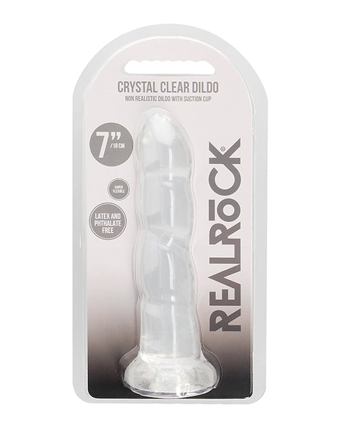 RealRock Shots RealRock Crystal Clear 7" Rippled Dildo - Transparent