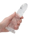 RealRock Shots RealRock Crystal Clear 7" Rippled Dildo - Transparent - Image 4