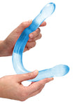 RealRock Shots RealRock Crystal Clear 17" Double Dildo - Blue - Image 3