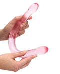 RealRock Shots RealRock Crystal Clear 17" Double Dildo - Pink - Image 3