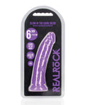 RealRock Shots RealRock 6" Slim Dildo Glow in the Dark - Neon Purple