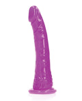 RealRock Shots RealRock 6" Slim Dildo Glow in the Dark - Neon Purple - Image 2