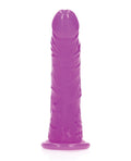 RealRock Shots RealRock 6" Slim Dildo Glow in the Dark - Neon Purple - Image 3