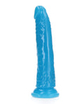 RealRock Shots RealRock 7" Slim Dildo Glow in the Dark - Neon Blue - Image 2