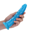 RealRock Shots RealRock 7" Slim Dildo Glow in the Dark - Neon Blue - Image 5