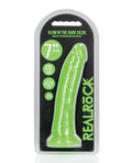 RealRock Shots RealRock 7" Slim Dildo Glow in the Dark - Neon Green