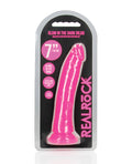 RealRock Shots RealRock 7" Slim Dildo Glow in the Dark - Neon Pink