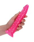 RealRock Shots RealRock 7" Slim Dildo Glow in the Dark - Neon Pink - Image 5