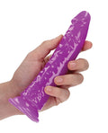 RealRock Shots RealRock 7" Slim Dildo Glow in the Dark - Neon Purple - Image 4
