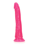RealRock Shots RealRock 8" Slim Dildo Glow in the Dark - Neon Pink - Image 2