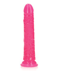 RealRock Shots RealRock 8" Slim Dildo Glow in the Dark - Neon Pink - Image 3