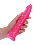 RealRock Shots RealRock 8" Slim Dildo Glow in the Dark - Neon Pink - Image 4