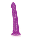 RealRock Shots RealRock 8" Slim Dildo Glow in the Dark - Neon Purple - Image 2
