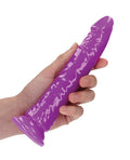 RealRock Shots RealRock 8" Slim Dildo Glow in the Dark - Neon Purple - Image 4