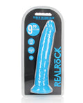 RealRock Shots RealRock 9" Slim Dildo Glow in the Dark - Neon Blue - Image 6