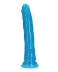 RealRock Shots RealRock 9" Slim Dildo Glow in the Dark - Neon Blue - Image 3