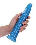 RealRock Shots RealRock 9" Slim Dildo Glow in the Dark - Neon Blue - Image 5