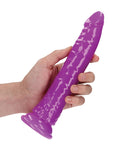 RealRock Shots RealRock 9" Slim Dildo Glow in the Dark - Neon Purple - Image 4