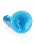 RealRock Shots RealRock 10" Slim Dildo Glow in the Dark - Neon Blue - Image 4