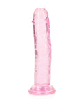 RealRock Shots RealRock Crystal Clear 6" Straight Dildo w/Suction Cup - Pink - Image 2