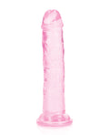 RealRock Shots RealRock Crystal Clear 6" Straight Dildo w/Suction Cup - Pink - Image 3