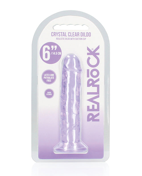 RealRock Shots RealRock Crystal Clear 6" Straight Dildo w/Suction Cup - Purple