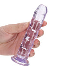 RealRock Shots RealRock Crystal Clear 6" Straight Dildo w/Suction Cup - Purple - Image 4