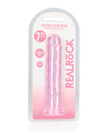 RealRock Shots RealRock Crystal Clear 7" Straight Dildo w/Suction Cup - Pink - Image 3