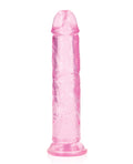 RealRock Shots RealRock Crystal Clear 7" Straight Dildo w/Suction Cup - Pink - Image 4