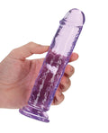 RealRock Shots RealRock Crystal Clear 7" Straight Dildo w/Suction Cup - Purple - Image 2