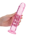 RealRock Shots RealRock Crystal Clear 8" Straight Dildo w/Suction Cup - Pink - Image 5