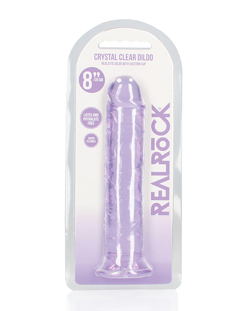 RealRock Shots RealRock Crystal Clear 8" Straight Dildo w/Suction Cup - Purple