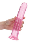 RealRock Shots RealRock Crystal Clear 9" Straight Dildo w/Suction Cup - Pink - Image 5