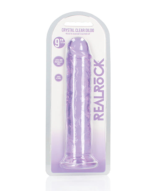 RealRock Shots RealRock Crystal Clear 9" Straight Dildo w/Suction Cup - Purple