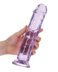 RealRock Shots RealRock Crystal Clear 9" Straight Dildo w/Suction Cup - Purple - Image 5
