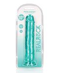 RealRock Shots RealRock Realistic Crystal Clear 10" Straight Dildo - Turquoise