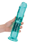 RealRock Shots RealRock Realistic Crystal Clear 10" Straight Dildo - Turquoise - Image 5