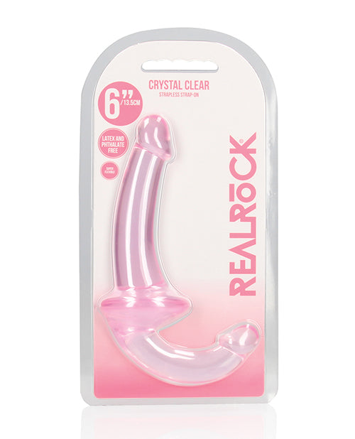 RealRock Shots RealRock Crystal Clear 6" Strapless Strap-On - Pink