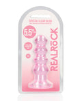 RealRock Shots RealRock Crystal Clear 5.5" Curvy Dildo/Butt Plug - Pink
