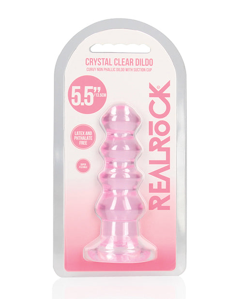 RealRock Shots RealRock Crystal Clear 5.5" Curvy Dildo/Butt Plug - Pink