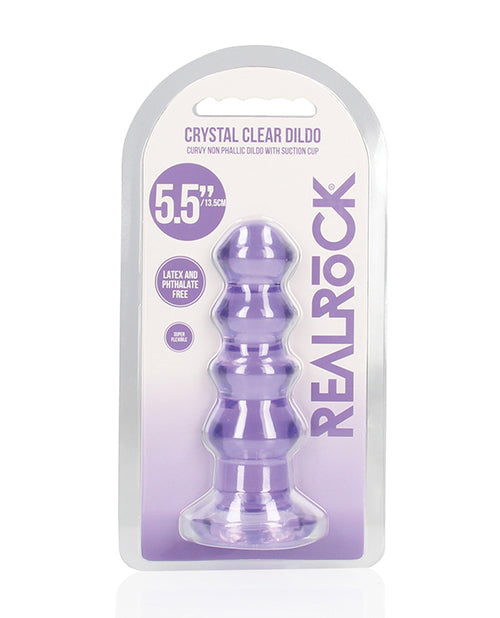 RealRock Shots RealRock Crystal Clear 5.5" Curvy Dildo/Butt Plug - Purple