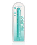 RealRock Shots RealRock Crystal Clear 13" Double Dildo - Turquoise - Image 5